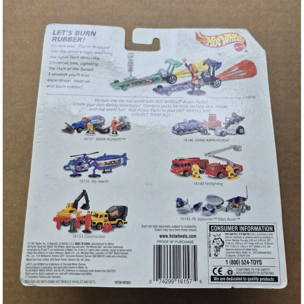 Vintage Hot Wheels Action Pack Drag Racing Grave Dragger Quarter Warrior 1997